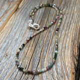 Watermelon Tourmaline Choker, Tiny Gemstone Layering Necklace