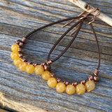 Yellow Jasper Teardrop Earrings – Handmade Copper Wire Wrapped Jewelry